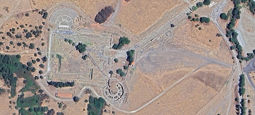 A satellite view of the modern acrheological site as seen from Google Maps
