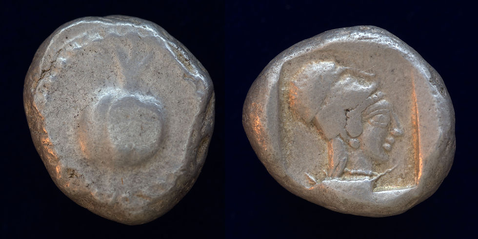Pamphylia, Side, circa 460-430 BC, AR Stater (19mm, 10.93g, 3h) Pomegranate/Athena.