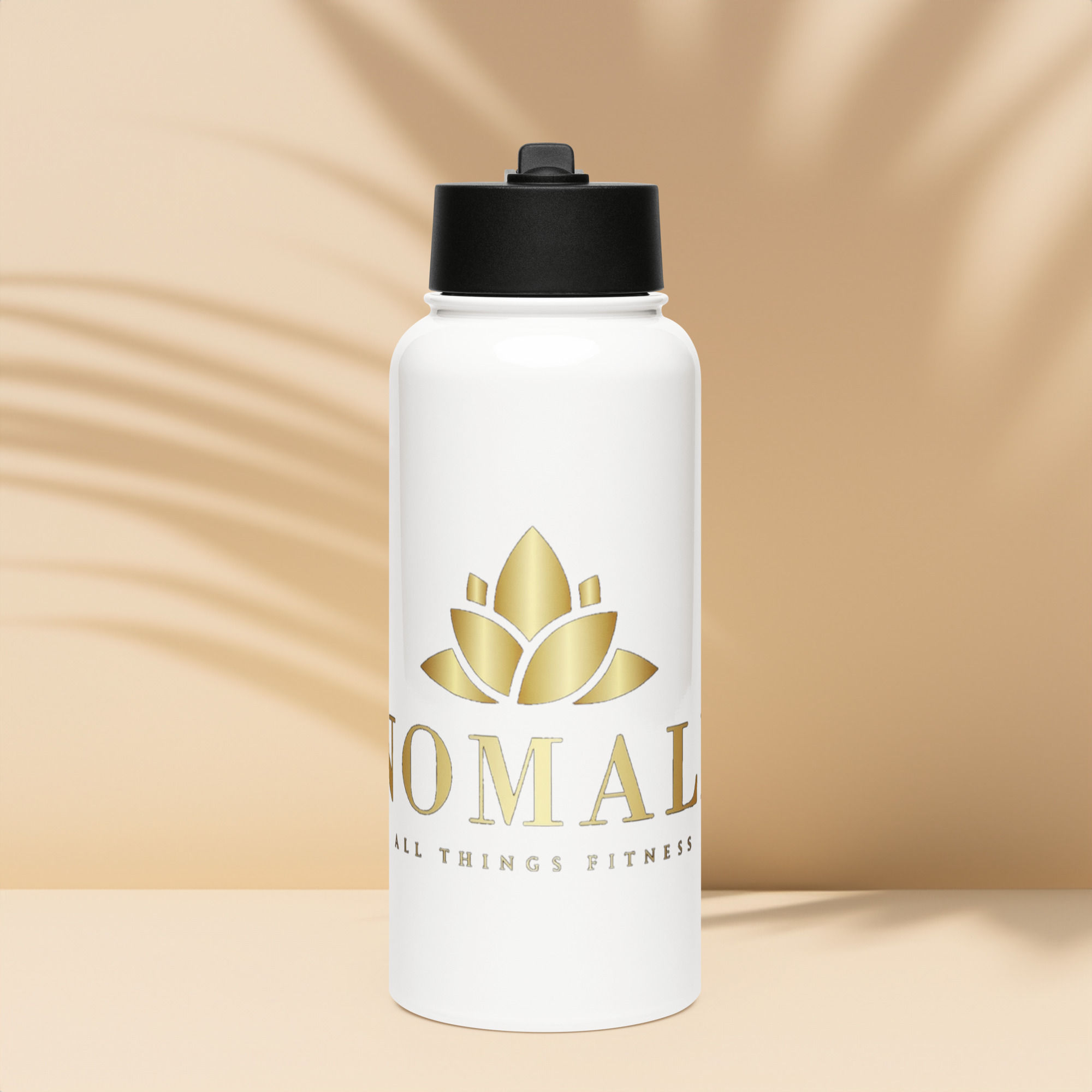 Stainless steel water bottle with a straw lid