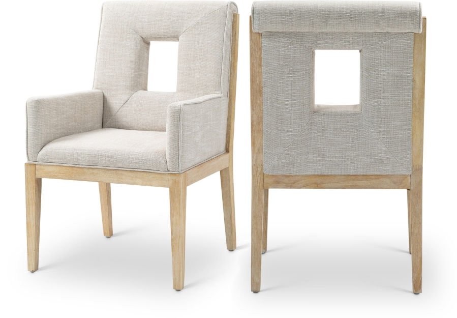 Thumbnail: Gwendolyn Linen Textured Fabric Dining Arm Chair