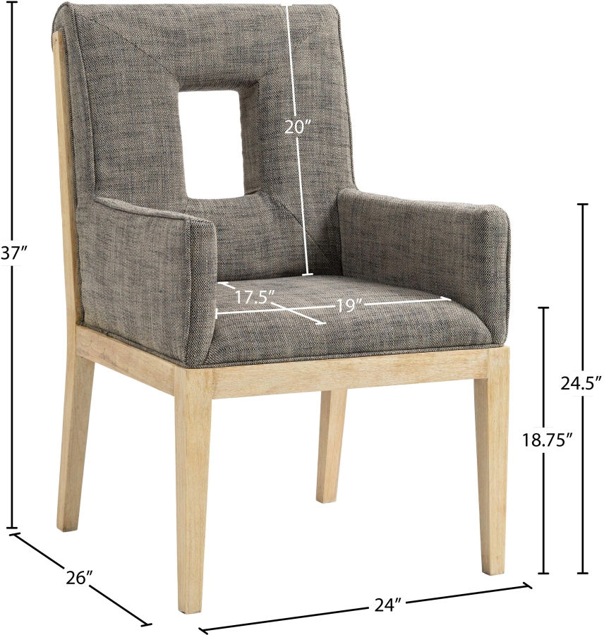 Thumbnail: Gwendolyn Linen Textured Fabric Dining Arm Chair