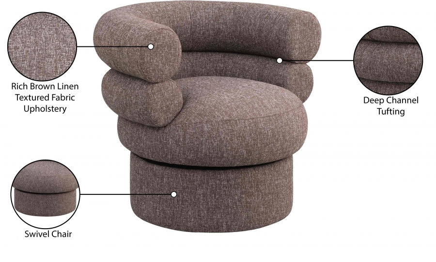Thumbnail: Valentina Linen Textured Fabric Swivel Accent Chair