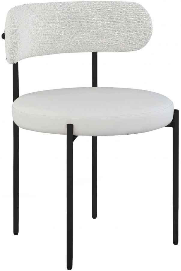 Beacon Cream Vegan Leather and Boucle Fabric Dining Chair
