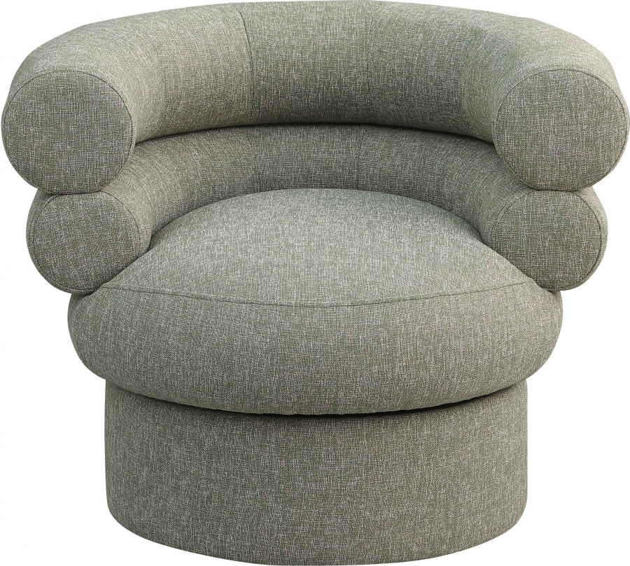 Thumbnail: Valentina Linen Textured Fabric Swivel Accent Chair
