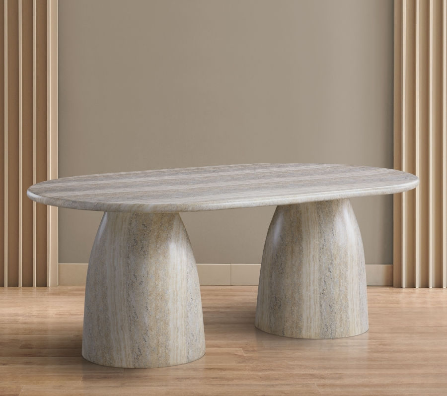 Thumbnail: Cosenza 78" Travertine Finish Indoor/Outdoor Concrete Dining Table