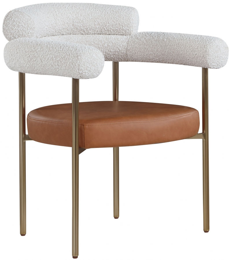 Blake Boucle Fabric and Vegan Leather Dining Chair