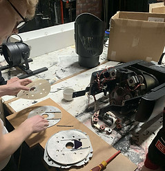Stage light being fixed