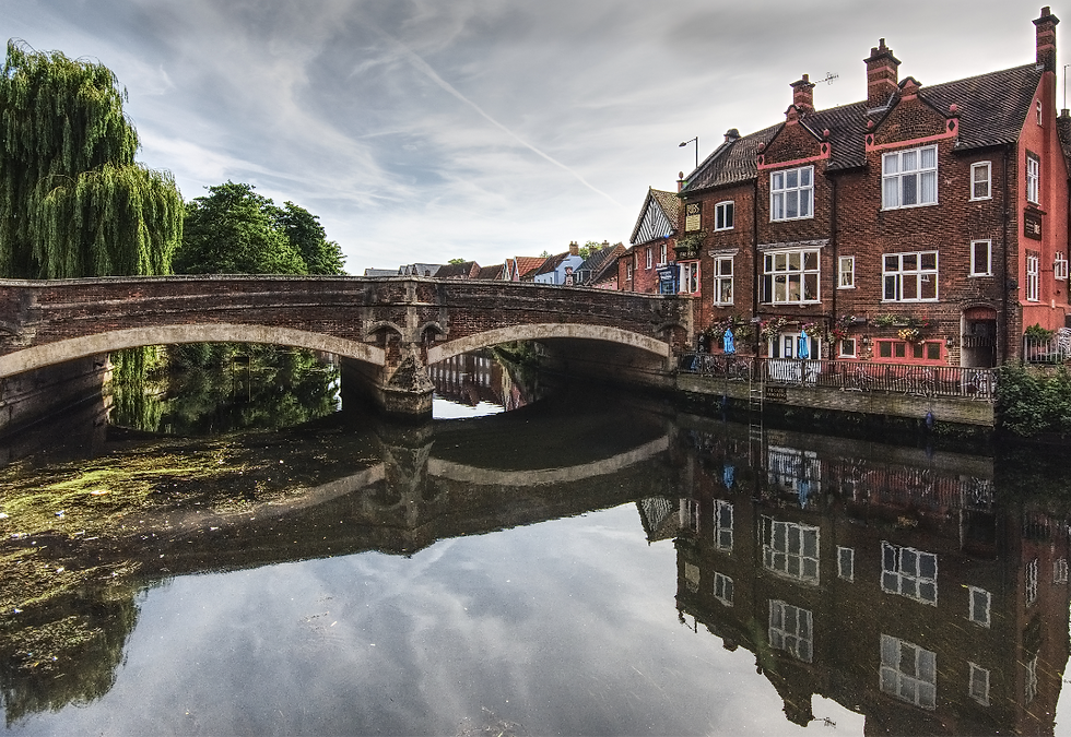 High angle view of a bustling bar scene in Norwich