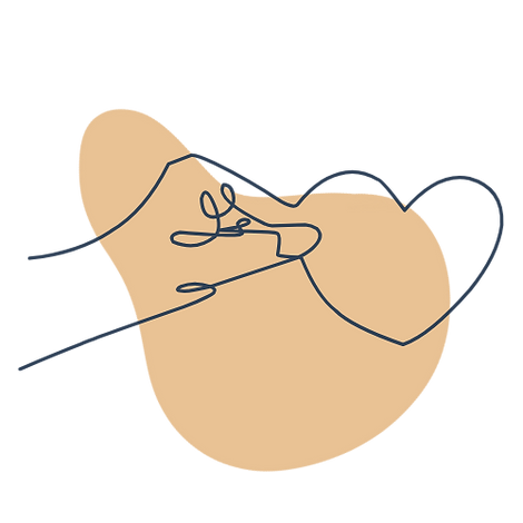 drawing of a hand pinching a heart