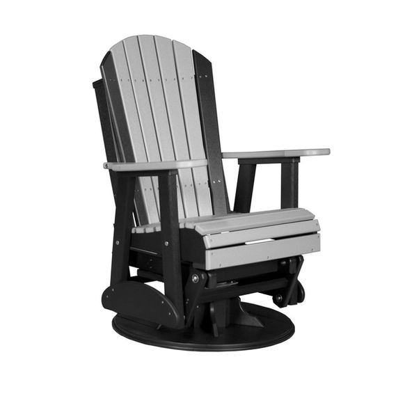 Luxcraft Adirondack Swivel Glider in Dove Grey and Black