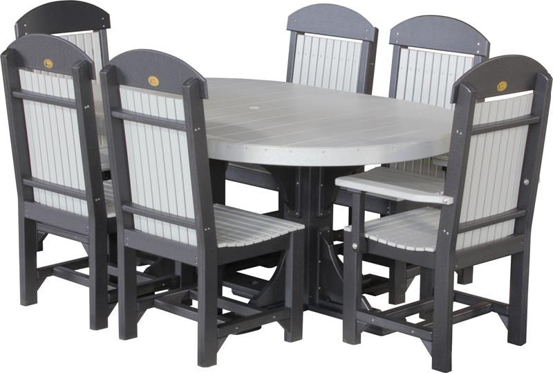 Luxcraft Oval Dining Set with Table and chairs in Dove Grey and Black