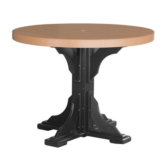 Luxcraft Round Patio Dining Table in Cedar and Black