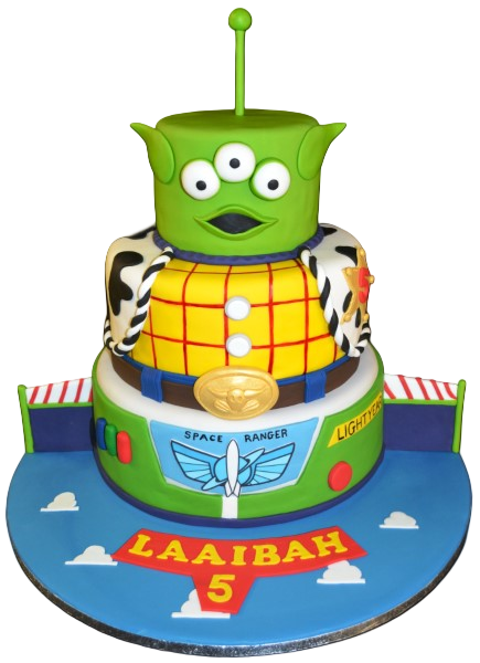 Bespoke Toy Story themed cake with colorful characters and decorations, crafted for celebration in Solihull, West Midlands.