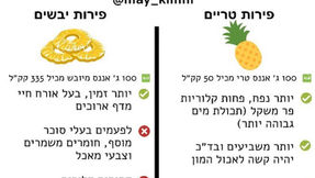 ? פירות יבשים מול פירות טריים, מה עדיף