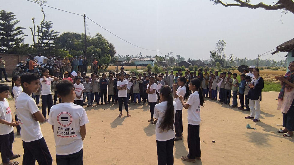 Children performing in their community
