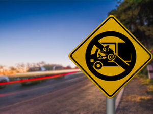 A road sign signaling "No Chameleon Truckers"