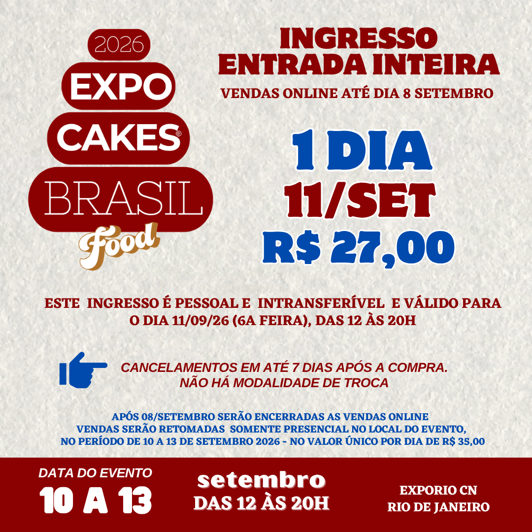 ENTRADA INTEIRA 1 DIA - 11 setembro