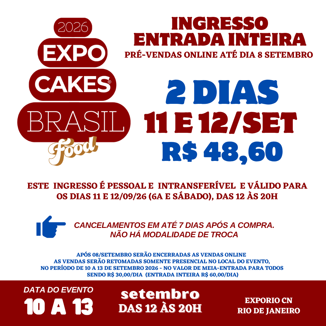 ENTRADA INTEIRA 2 DIAS - 11 E 12 setembro