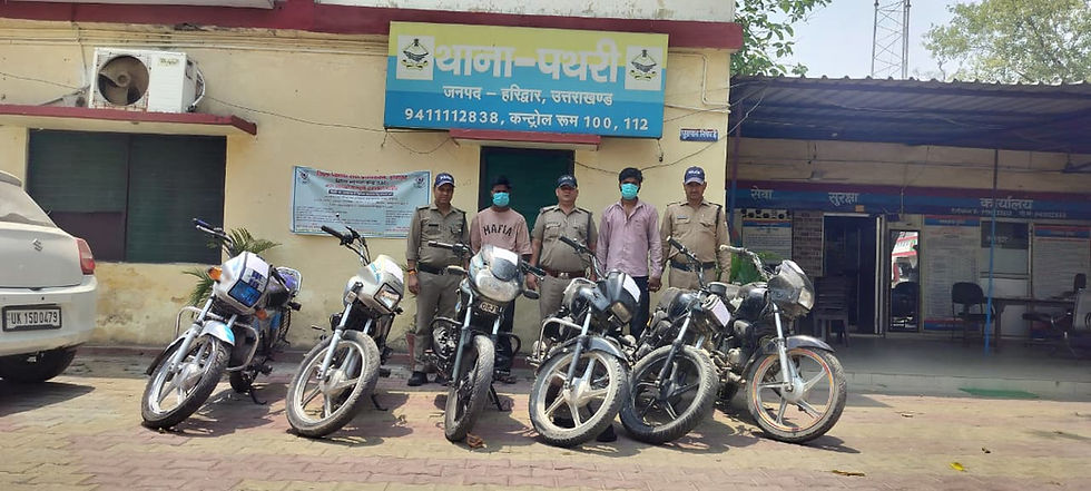 धनपुरा में वाहन चोर गिरोह का पर्दाफाश, पुलिस ने छह चोरी की मोटरसाइकिलें बरामद कीं