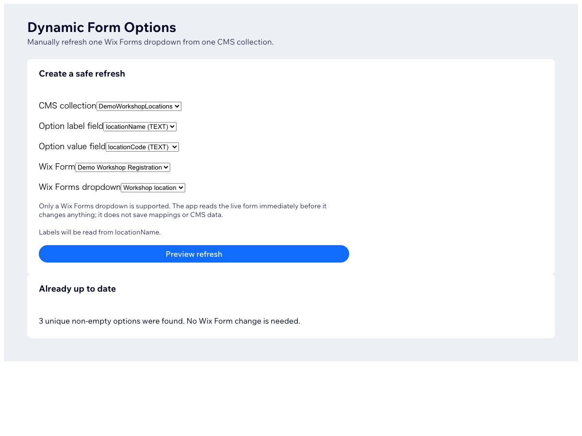 CMS Form Dropdown Sync screenshot 3