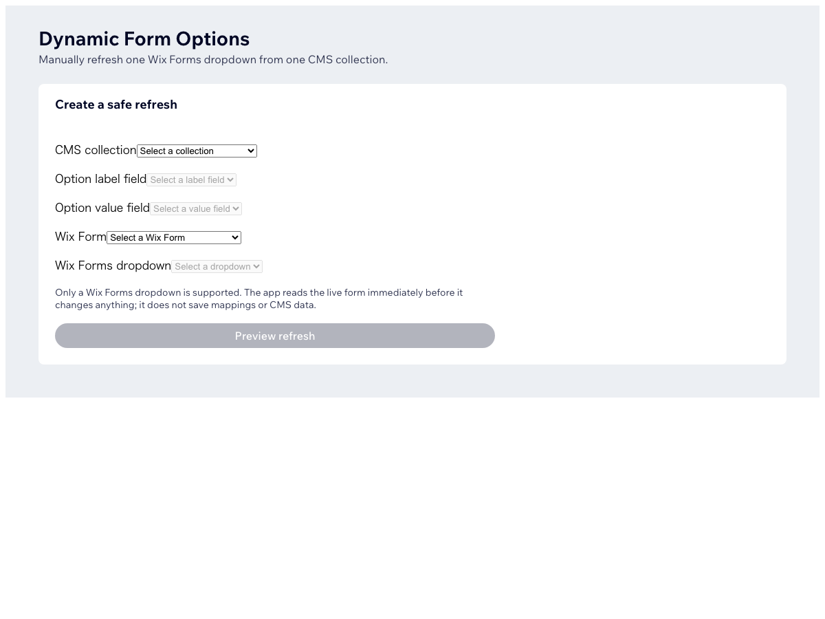 CMS Form Dropdown Sync screenshot 1