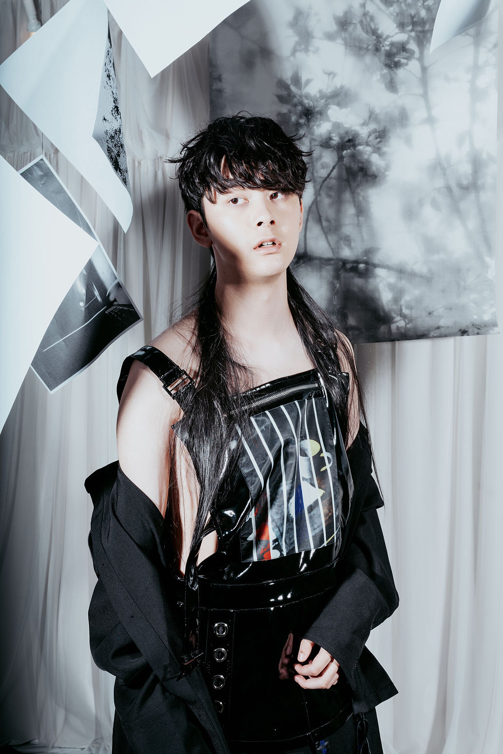 Thumbnail: PRINTING LEATHER SUSPENDER SKIRT