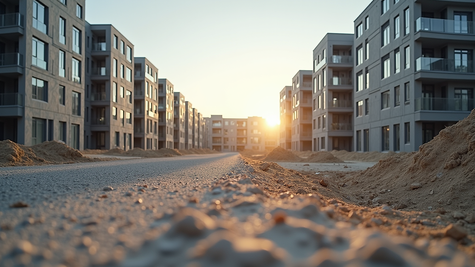 Eye-level view of a modern residential construction site
