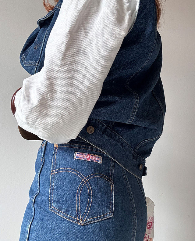 jupe crayon denim bleu vintage Mac Keen