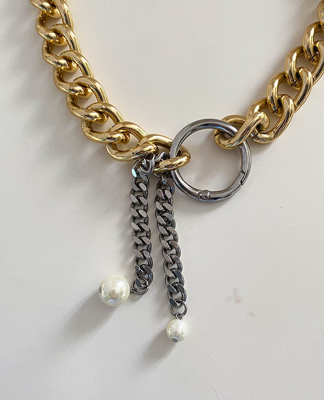 Miniature : collier maxi chaine metal dore vintage 1980