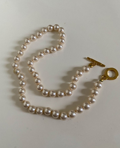 Collier Vintage Fantaisie Avec Perles Nacrées - Fermoir Caché Couleur Or - Occasion - Modèle *3460