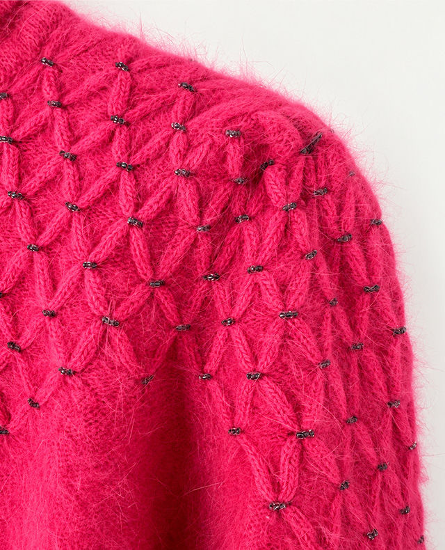 pull col roule mohair rose vintage