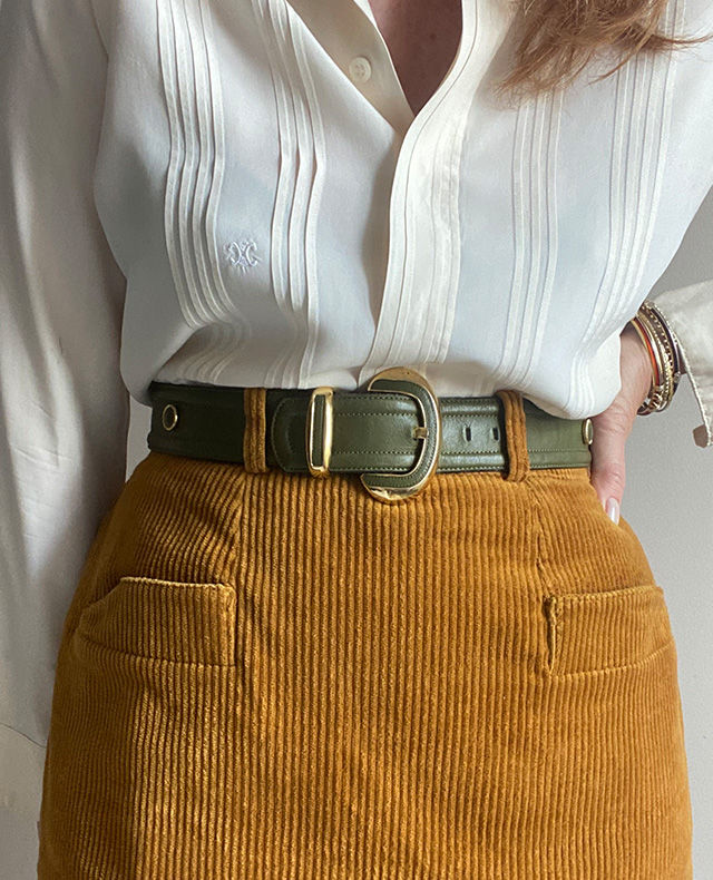 ceinture femme cuir vert kaki taille 70