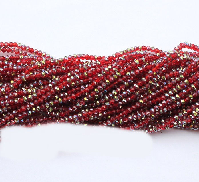 Thumbnail: 3x4mm Crystal  Rondelles  -Transparent  Red Iris