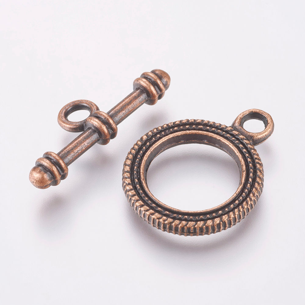 Textured Toggle Clasp,  Copper Plated