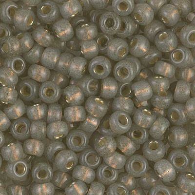 Thumbnail: R06-857E 6/0 Japanese Seed Bead  Gilt Lined Grey Opal