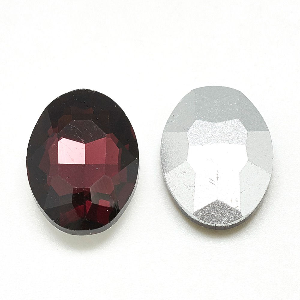 Crystal Ovals - 10x14mm -Burgundy- QTY 2