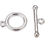 Thumbnail: Small Ball End Toggle Clasp Set, SP,  Ring 10mm, Bar 18mm