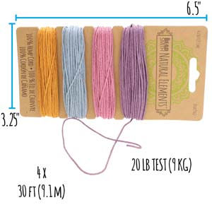 Thumbnail: Hemp-4230     4 Color Card  1MM  Pastel Colors