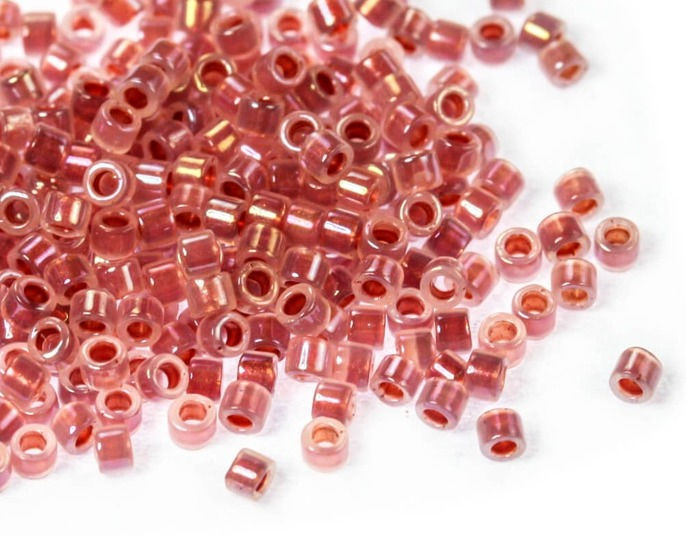 Thumbnail: DB1746 Miyuki Delica Beads Claret Lined Opal AB