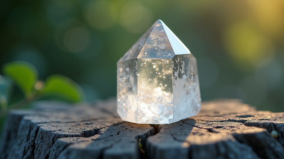 Close-up view of a crystal used for energy healing