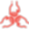 Drawing of three red hands pointing inwards