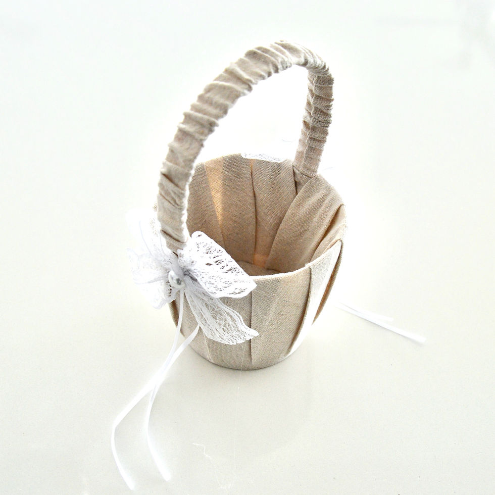 Pale Burlap Flower Girl Basket