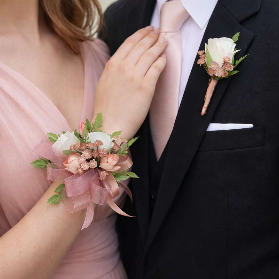 Blush Pink Wrist Corsage Set