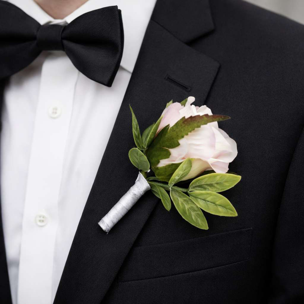 Rustic Blush Pink Rose Groomsmen's Buttonhole