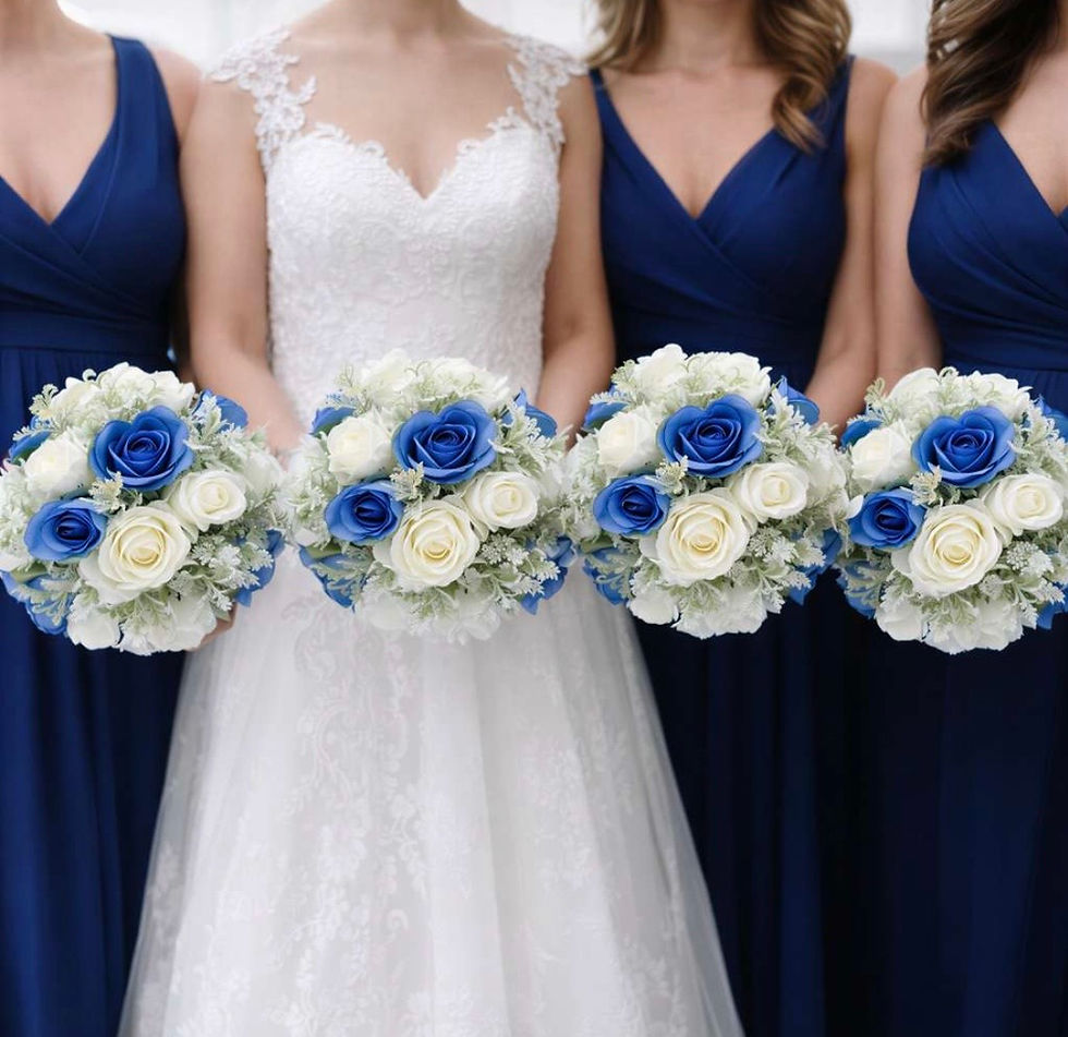 Thumbnail: Blue And White Rose Wedding Bouquet