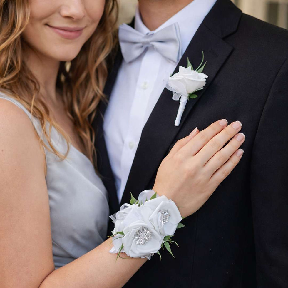 Diamond White Rose Wrist Corsage Se