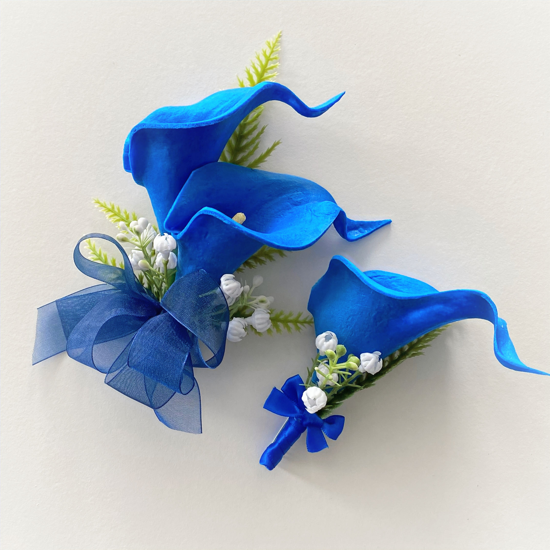 Blue Calla Lily Wrist Corsage Set