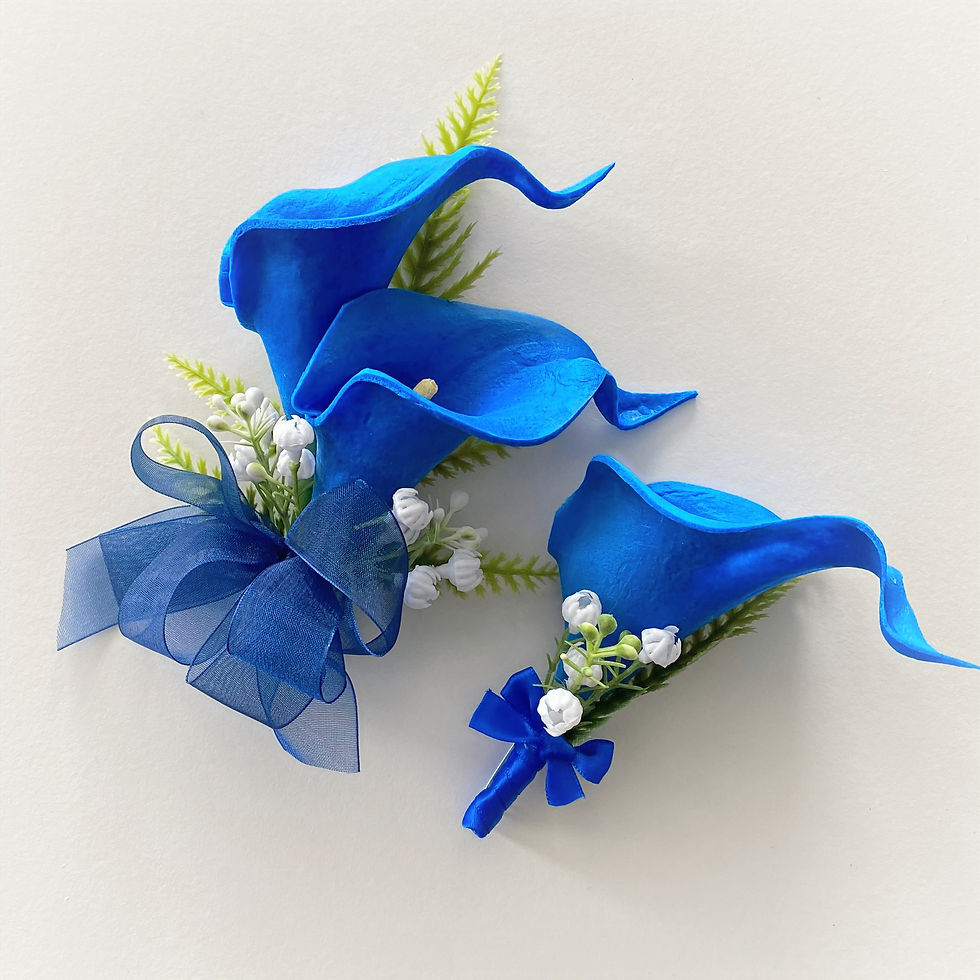 Blue Calla Lily Wrist Corsage Set