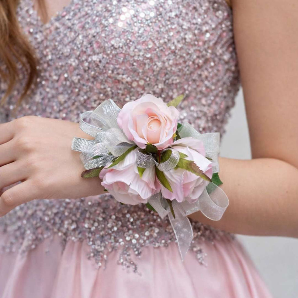 Silver And Pink Rose Corsage