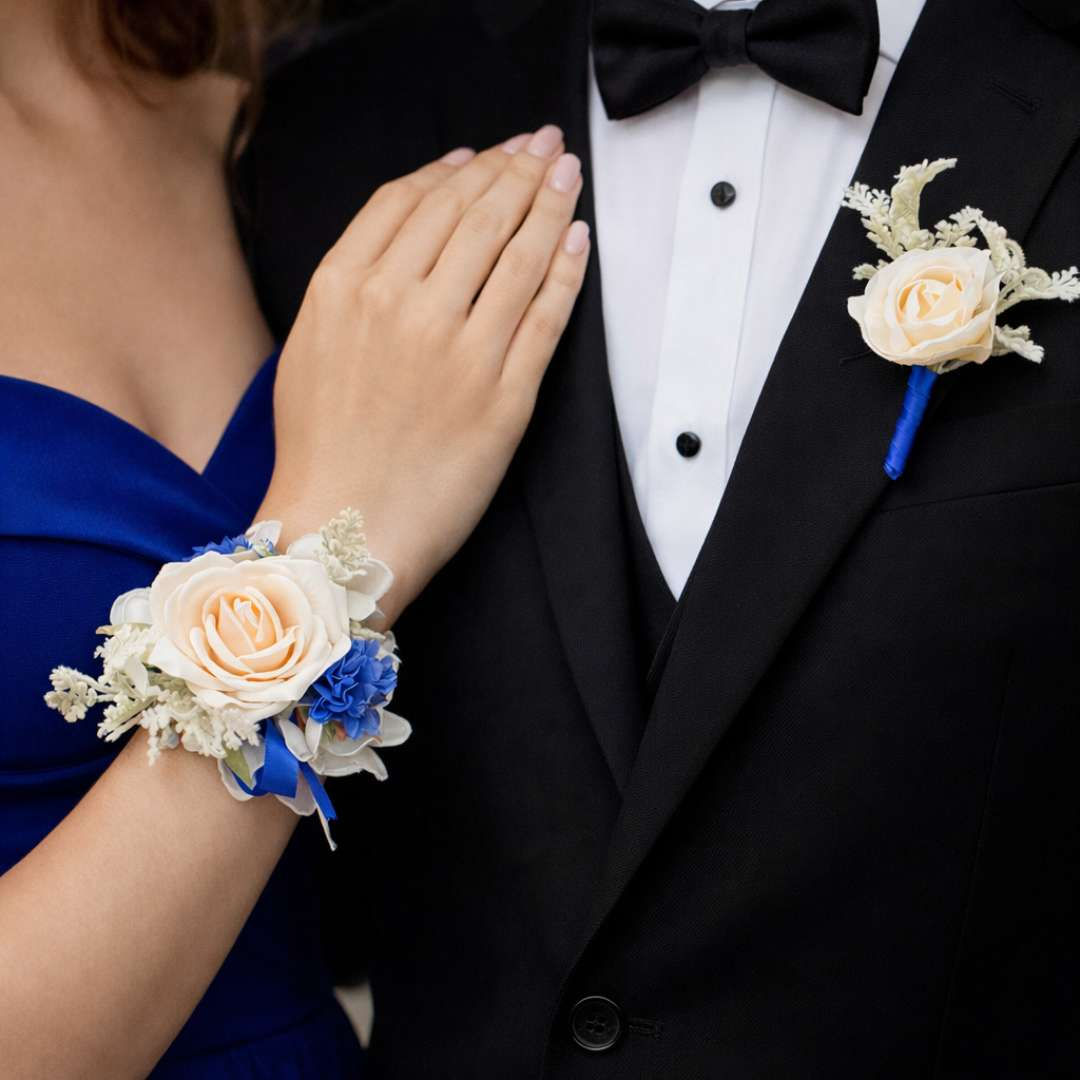 Antique Royal Blue Corsage Set